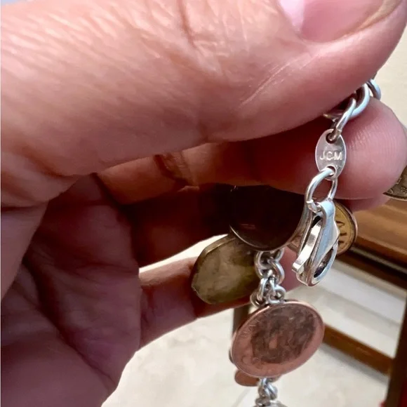 Sterling Silver 12 Coins Charm Bracelet Made In Italy - Picture 7 of 8